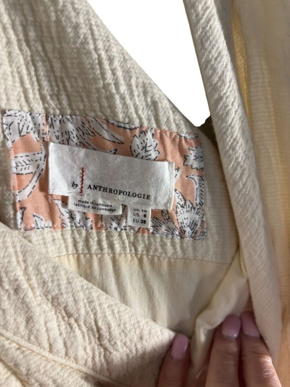 Anthropologie Demi Textured Jumpsuit in a cream featuring a wide-leg design - Picture 12 of 15
